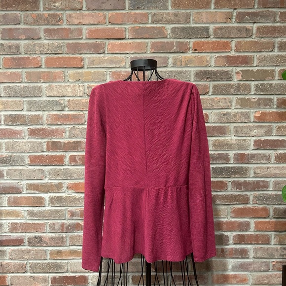 Donna Karan New York, Wine Colored Draped Blouse, Long Sleeves, Size Medium - Picture 2 of 6